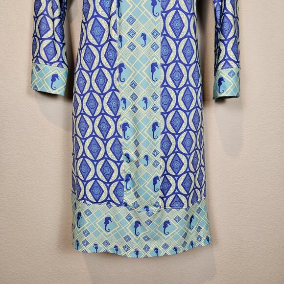 Ava Lynn Resort Dress Nautical Seahorse Colorful Peru Sundress Shift Womens M - Picture 3 of 15